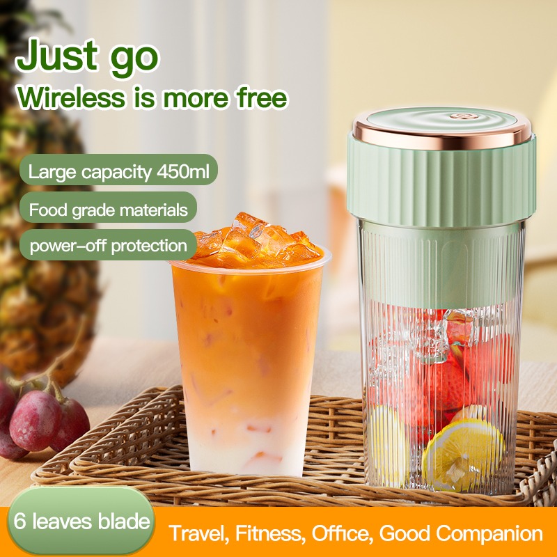 450ml juiceblender 6 blader bærbar fruktjuicer blender oppladbar juicer mini hastighet blender