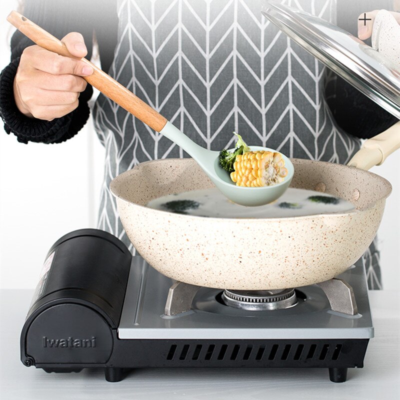 Green Silicone Cooking Tools Heat Resistant Kitchen Utensils Accessories Sets Environmental Friendly Home Appliances Gadgets