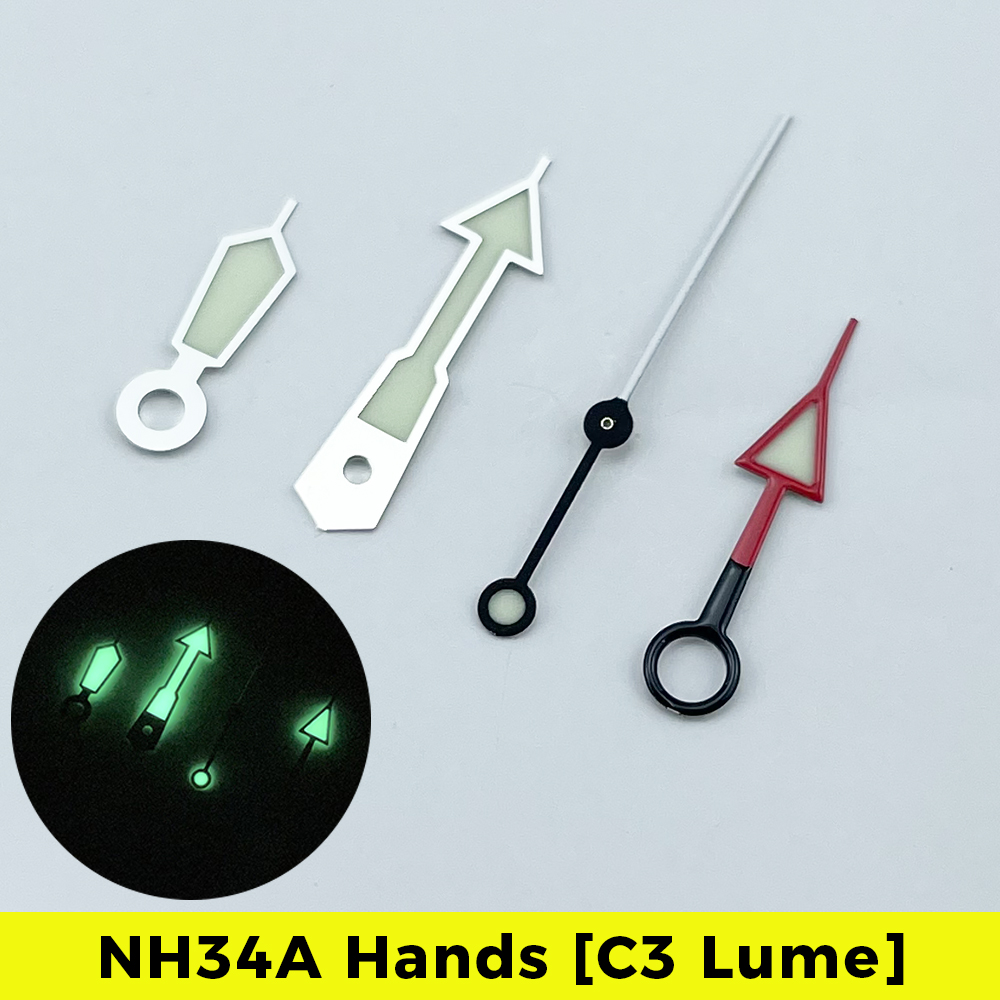 NH34A GMT aiguilles C3 Lume 4 aiguilles pour SKX007 SKX SSK GMT Mod SUPER LUME NH35 aiguilles vertes de: Oxblood