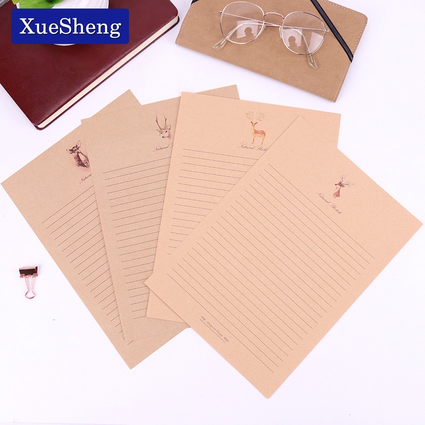 10 blätter Kleine Hirsch Kraft Papier knapp Papier 4 Stil Niedliche Jahrgang knapp Papier Stationären Papier für Karte Scrapbooking