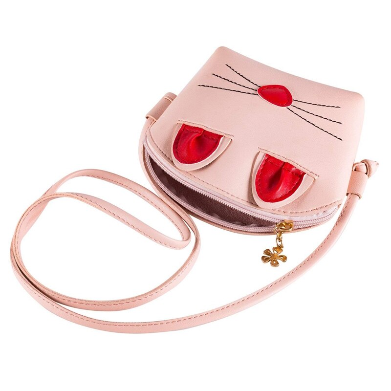 Rosa Kleine Mädchen Crossbody Geldbörse Nette Katze Schulter Tasche für Mädchen, Kinder, Kleinkind