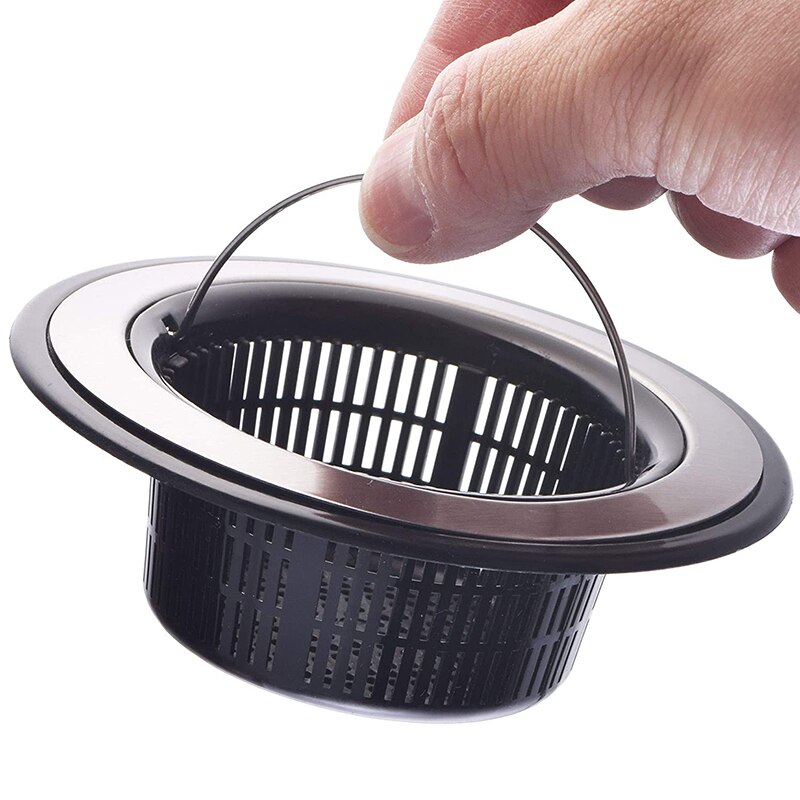 2 Pack - Kitchen Sink Drain Basket Strainer Food Catcher - Deep Basket with Foldable Handle