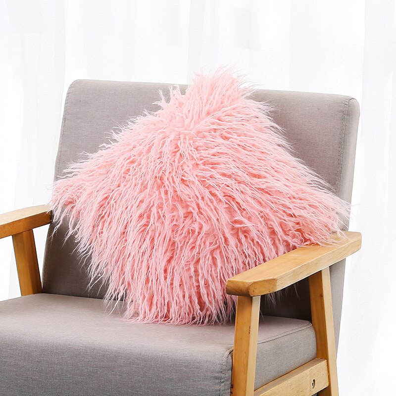 Nordic Plush Cushion Cover Orange Pink Fluffy Pillow Case Ins Sofa Bed Fur Pillow Cushion Covers Princess Room Throw Pillowcases