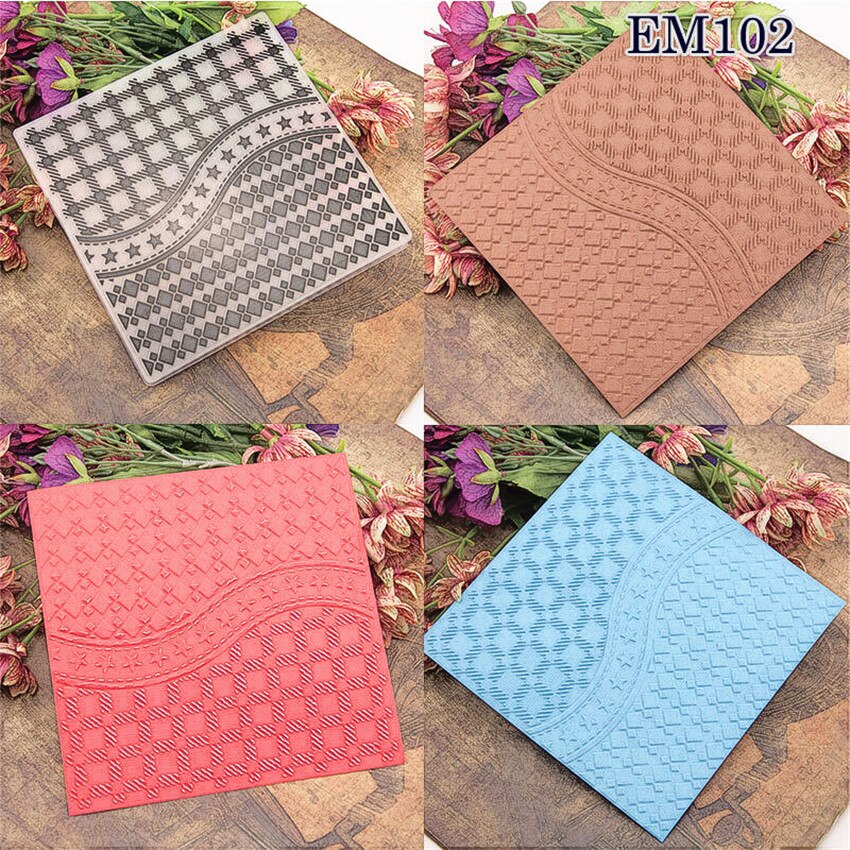 15x15cm Grid lines Embossing folders Plastic bump Scrapbooking DIY Template Fondant indentation Cake Photo Album Card Make