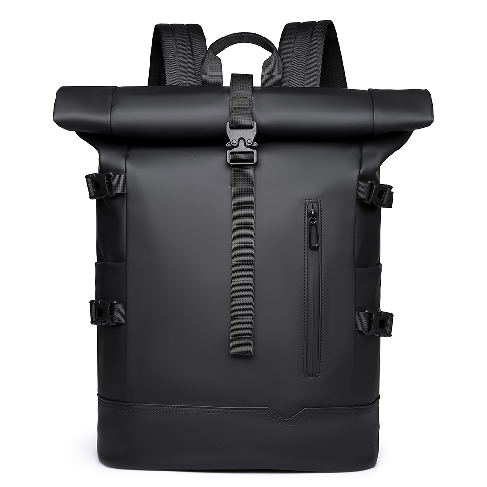 Wodoodporny, trwały plecak na zewnątrz Roll Top Fashion Casual Backpack for Hiking Travel Men Women Daily Commute: Black