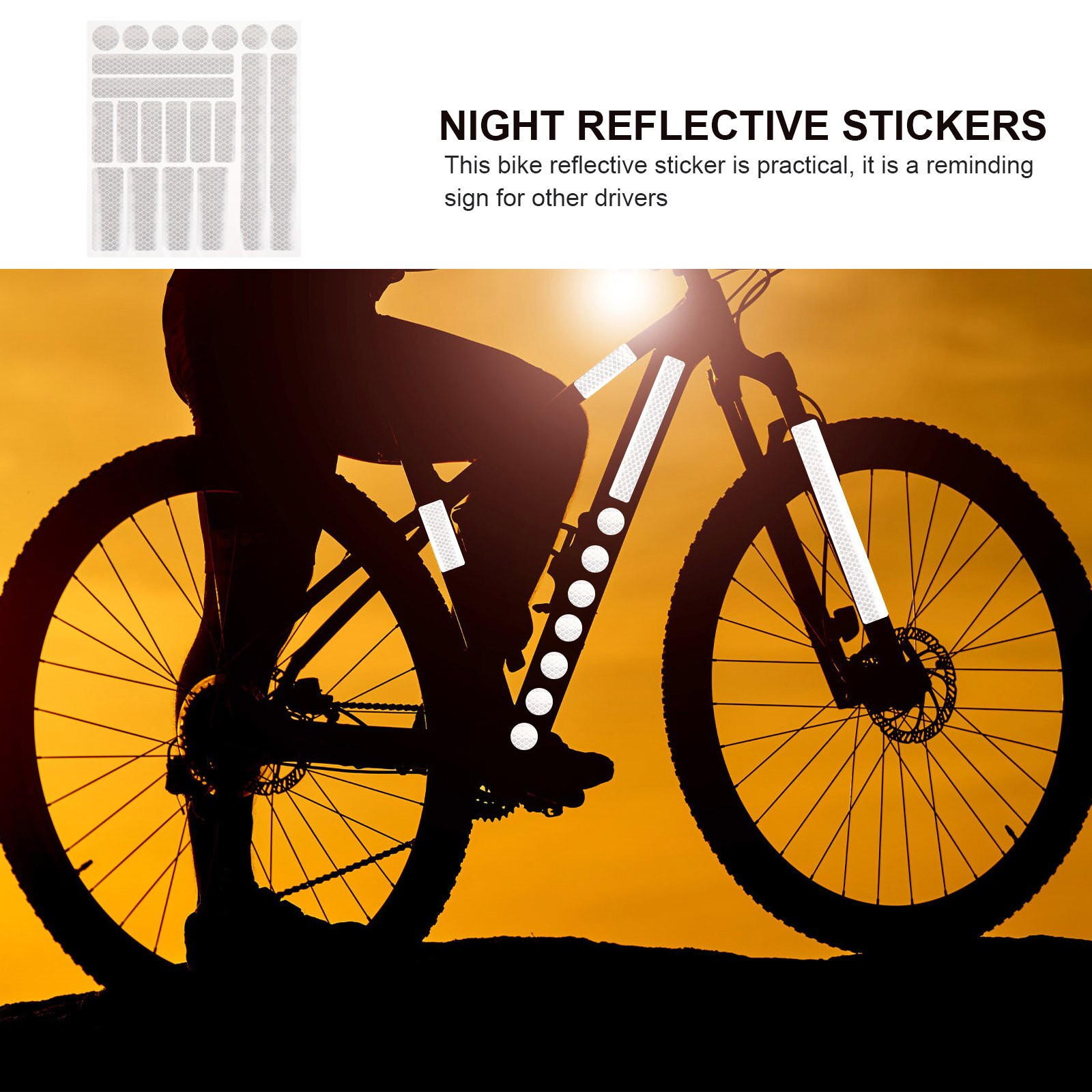 1 Sheet Bike Reflective Strips Bike Warning Strips Cycling Strips