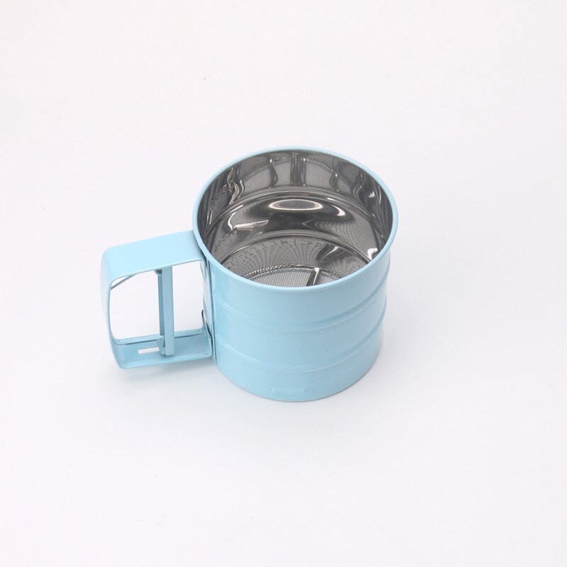 Setaccio per farina a maglie in acciaio inossidabile di alta qualità cottura meccanica glassa zucchero agitatore setaccio forma tazza Bakeware cottura strumenti per pasticceria: blu