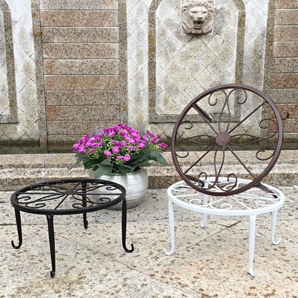 Smedejern blomsterpotte rack blomst basion display hjem indretning runde plantestativ gulv pottestander skabe have balkon selv