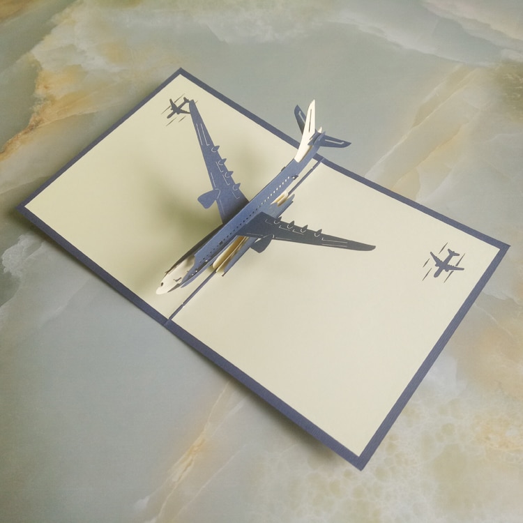 Handmade Paper cut 3D stereoscopic aircraft Greeting card Folding type Unique Chinese Ethnic Crafts cards