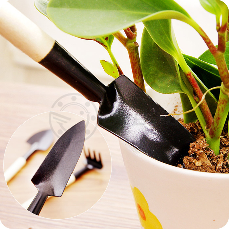 3Pcs Mini Schop Hark Set Mini Tuin Gereedschap Bonsai Gereedschap Set Houten Handvat Metal Head Schop Voor Bloemen Ingemaakte planten DT6