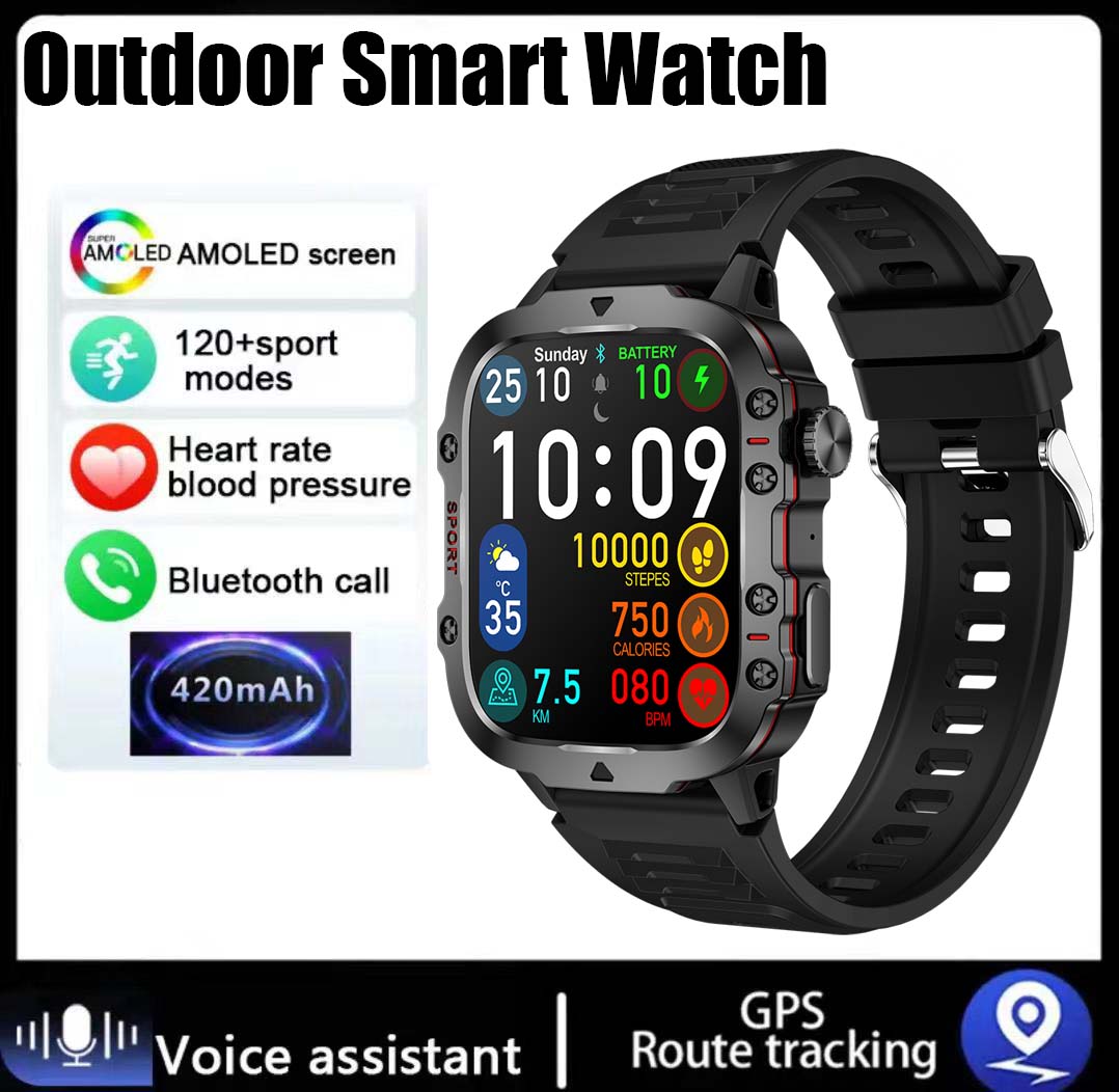 Xiaomi-Montre intelligente militaire pour hommes, IP68, 5iko, Sports de plein air, Fitness Tracker, Moniteur de santé, 2024 ", BT, Appel Smartwatch, , 1.96: WHITE