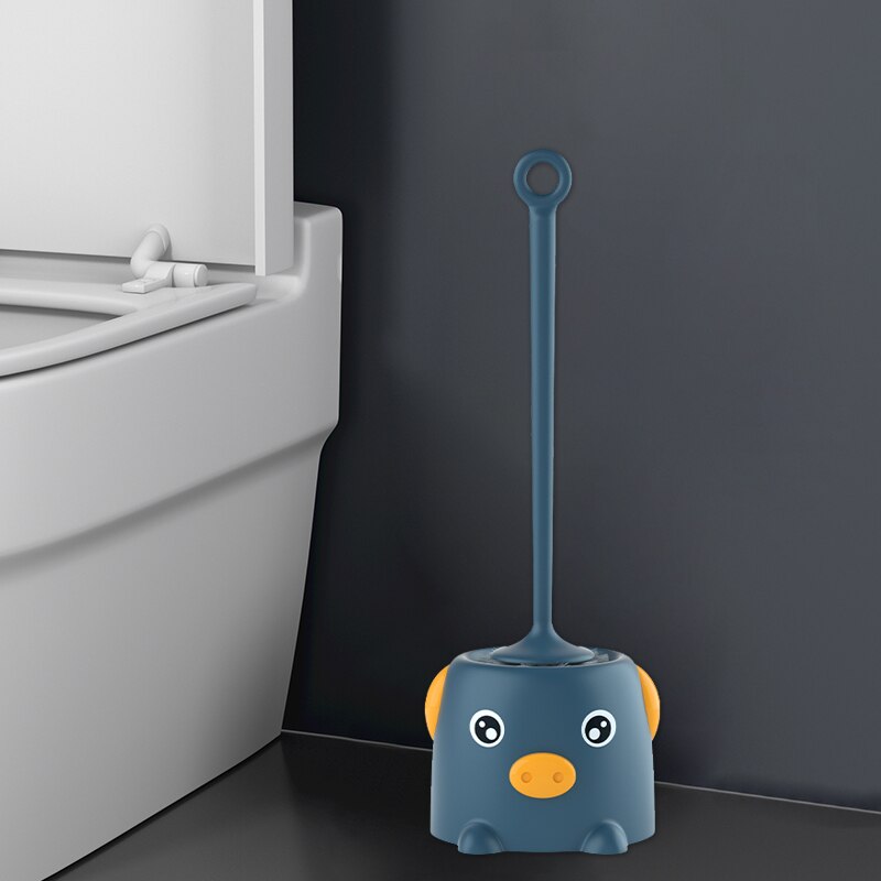 Thuis Toiletborstel Cleaner Kat Lange Handvat Platte Leuke Toiletborstel Kast Brosse Toilette Badkamer Accessoires: Blauw