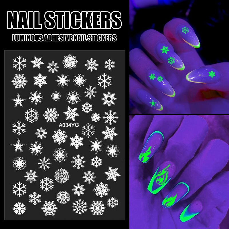 1 stücke Halloween Weihnachten Party leuchtend Klebstoff Nagel Aufkleber glänzend funkeln Manikübetreffend Werkzeug DIY Dekoration für Frauen T