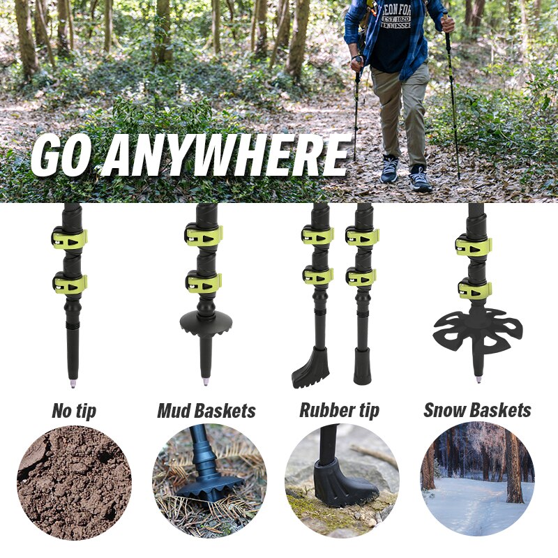 Hitorhike par /2 stk kulfiber trekking stave nordiske vandrestave carbon trekking stick alpenstock vandrestok til turisme