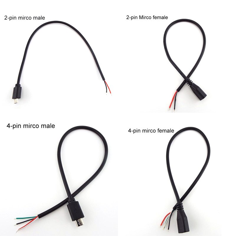 1pcs 5pcs Micro USB 2.0 A Female male Jack cable 4 Pin 2 Pin 4 Wire Data Charge Cable Cord Connector DIY for Android interface