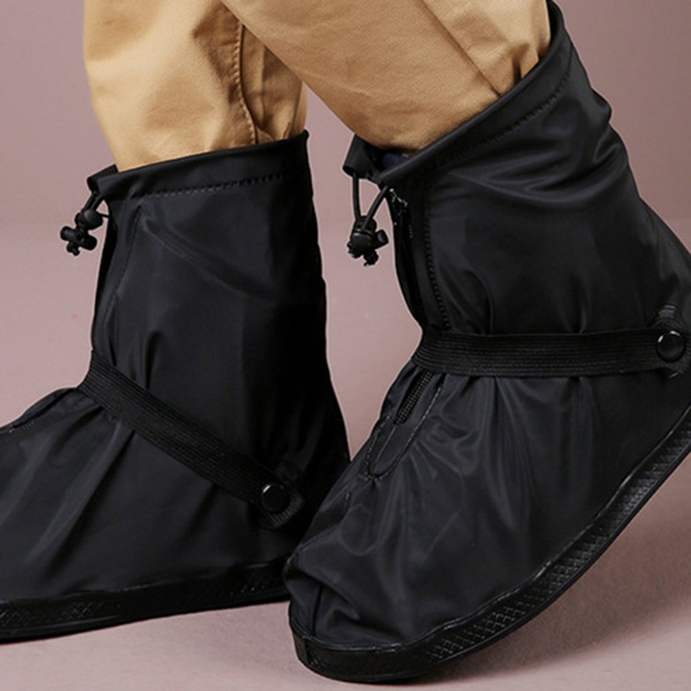 Funda de zapatos reutilizable a prueba de lluvia, gruesa, resistente al desgaste, impermeable, con cremallera, antideslizante