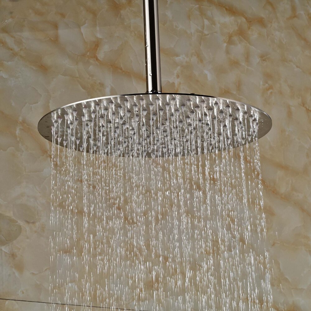 10'' Round Rain Shower Head Shwer Arm Stainless Steel Sprayer Head Nickel Brushed