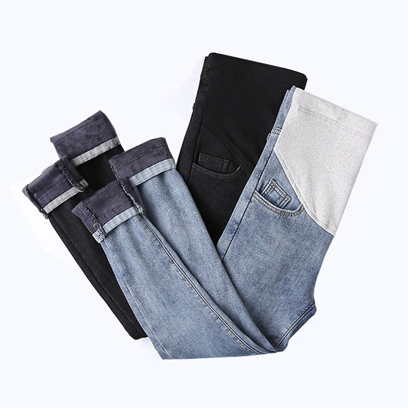 Jean slim en velours d&#39;hiver pour femmes enceintes, pantalon de maternité, vêtements extensibles, pantalons de grossesse