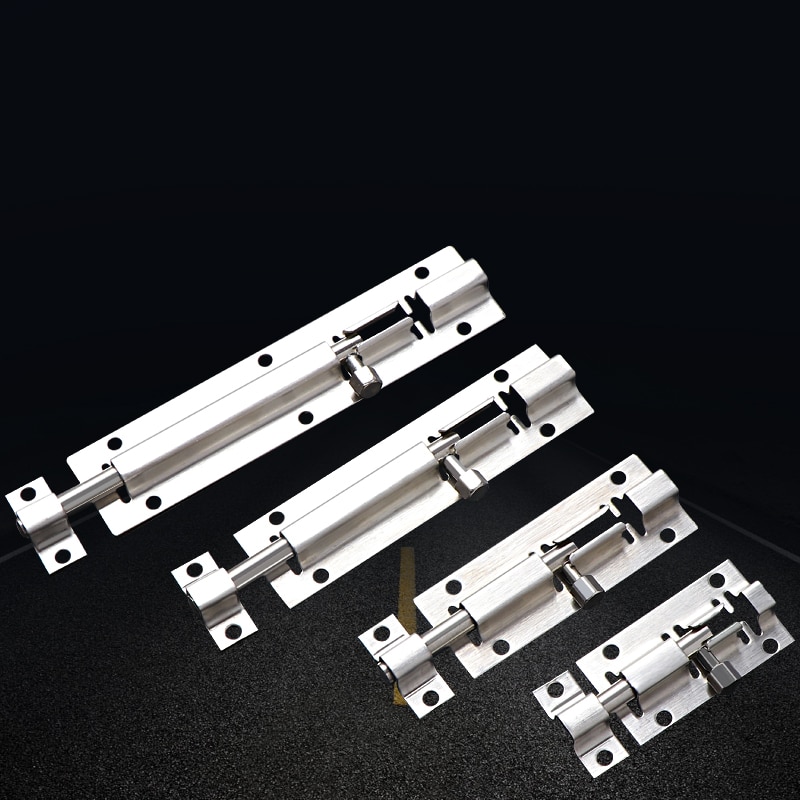 1Pc 2/3/4/5/6/8/10/12 Inch Long Silver Stainless Steel Door Latch Sliding Lock Barrel Bolt Latch Hasp Stapler Gate Safety Lock
