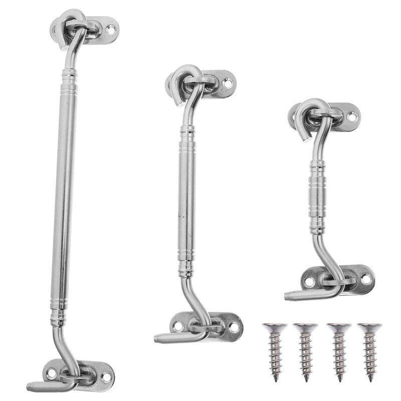 3 Pcs Stainless Steel Cabin Hooks Heavy Duty Latch Locks Window Latches