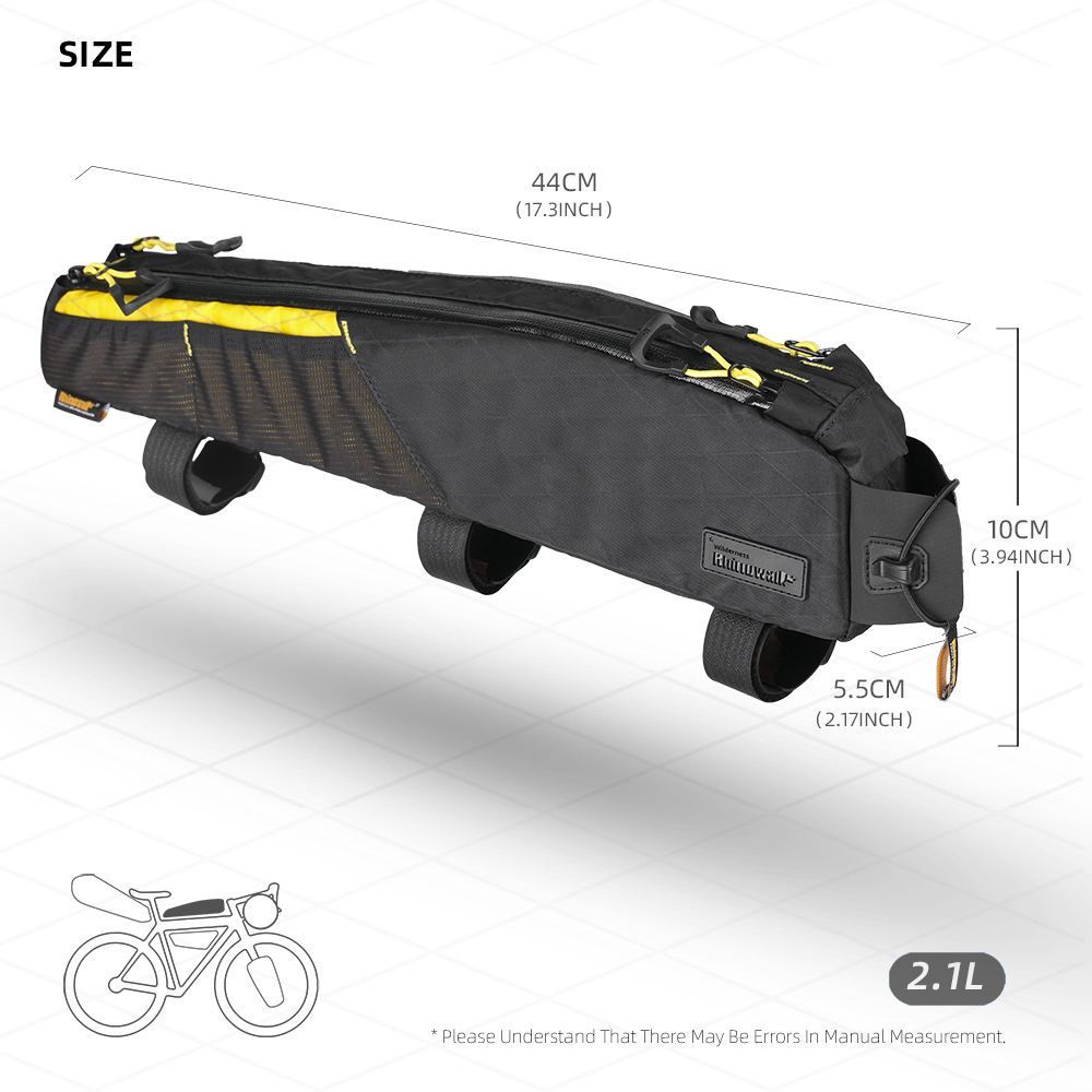 Rhinowalk-bolsa para tubo superior de bicicleta, impermeable, 2,1l, bolsa para cuadro frontal de bicicleta, equipaje de viaje, accesorios para bicicleta de grava MTB