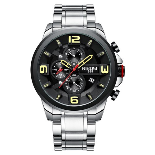 NIBOSI hommes montres haut de gamme de luxe grand cadran montre de Sport plein acier étanche affaires horloge numérique Relogio Masculino: 1