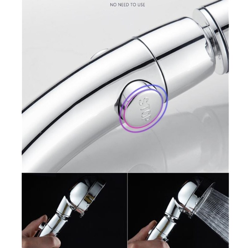 360 Degree Rotatable 3 Modes Shower Head With Water Control Button High-pressure Water-saving Rain Shower Watering Head