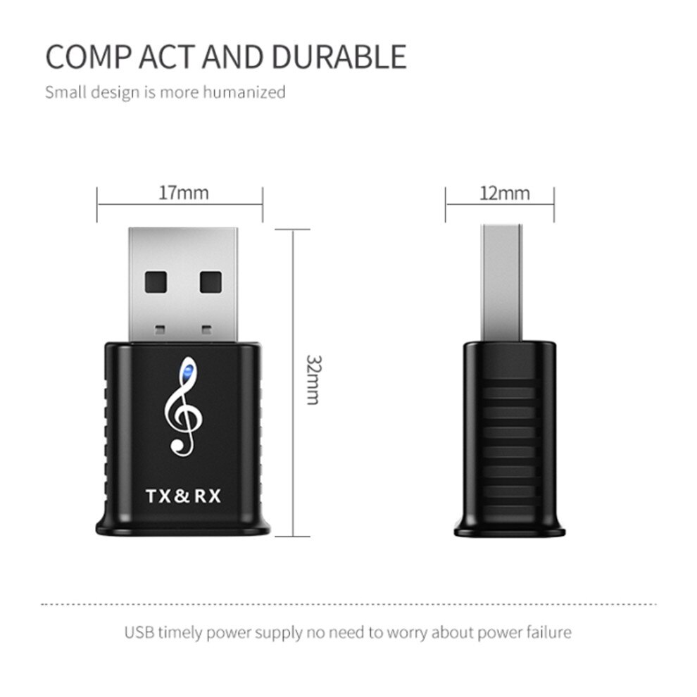 USB Bluetooth 5.0 Adapter Empfänger Sender für PC Computer Rezeptor Laptop Kopfhörer Auto Audio Drucker Daten Dongle Empfänger