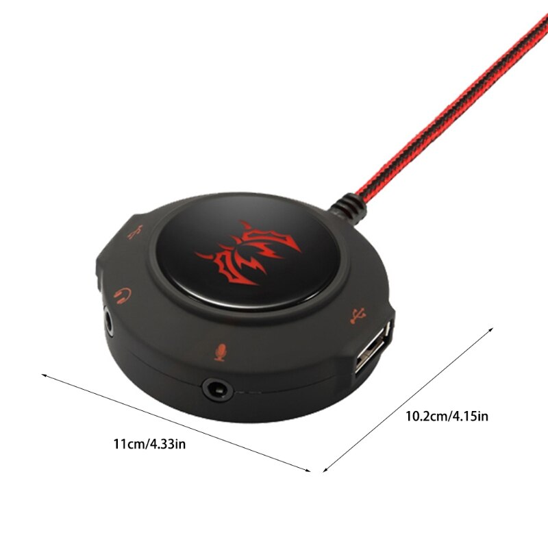USB 2.0 Hub Sound Card External Adapter with Headphone Microphone Jack for Phone