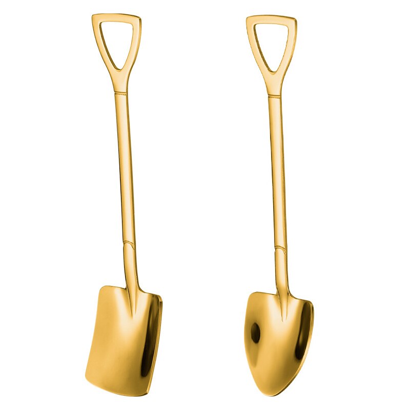 2pcs Coffee Spoon Cutlery Set Stainless Steel Retro Iron Shovel Ice Cream Fruit Spoon Scoop Spoon Tea-spoon Tableware