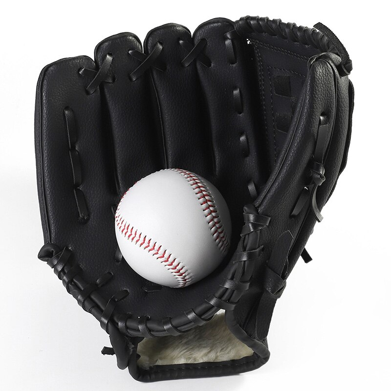 draussen Sport 2 Farben Baseball Handschuh weicher Ball Praxis Ausrügestochen Rechte Hand für Erwachsene Mann Frau Zug, Schwarz 12,5 Zoll