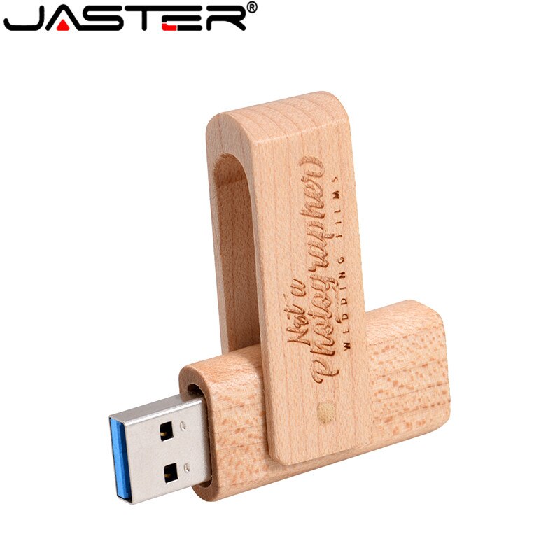Jaster 4 Model Draaien Houten Logo Usb Flash Drive 4 Gb 8 Gb 16 Gb 32 Gb 64 Gb Usb 2.0 Logo Graveren