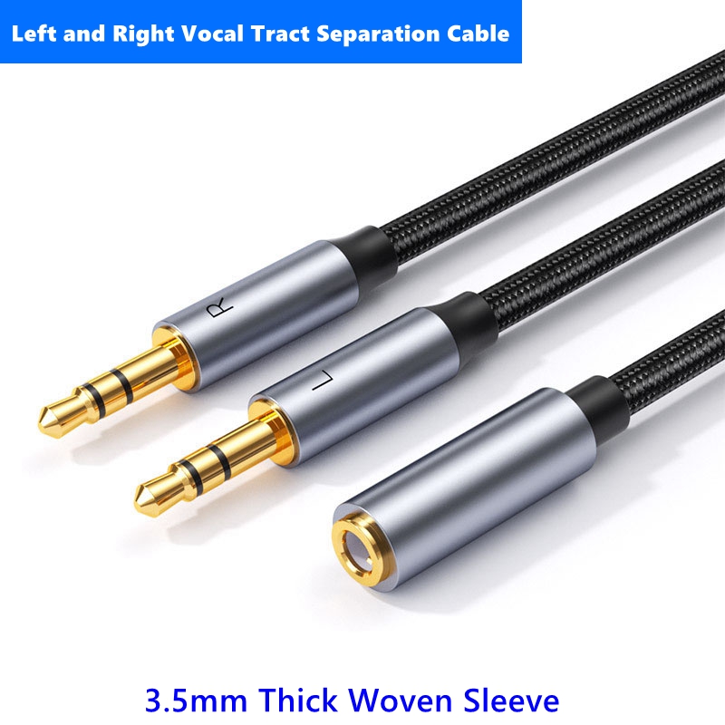 3.5mm Aux Stereo Audio Cable Left and Right Vocal Channel 1 to 2 Adapter Cable Separation line with Sleeve Female to Male Cable