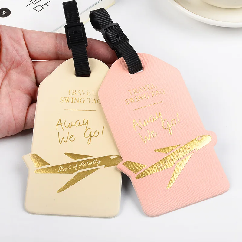Vrouwen Mannen Label Koffer Tags ID Adres Houder Bagage Boarding Reisaccessoires Creatieve Vliegtuigen PU Lederen Bagagelabels
