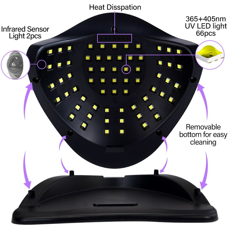 Lampe sèche-ongles 300W à 66 Led UV, pour manucure, 4 modes, avec écran LCD, outils d&#39;art des ongles