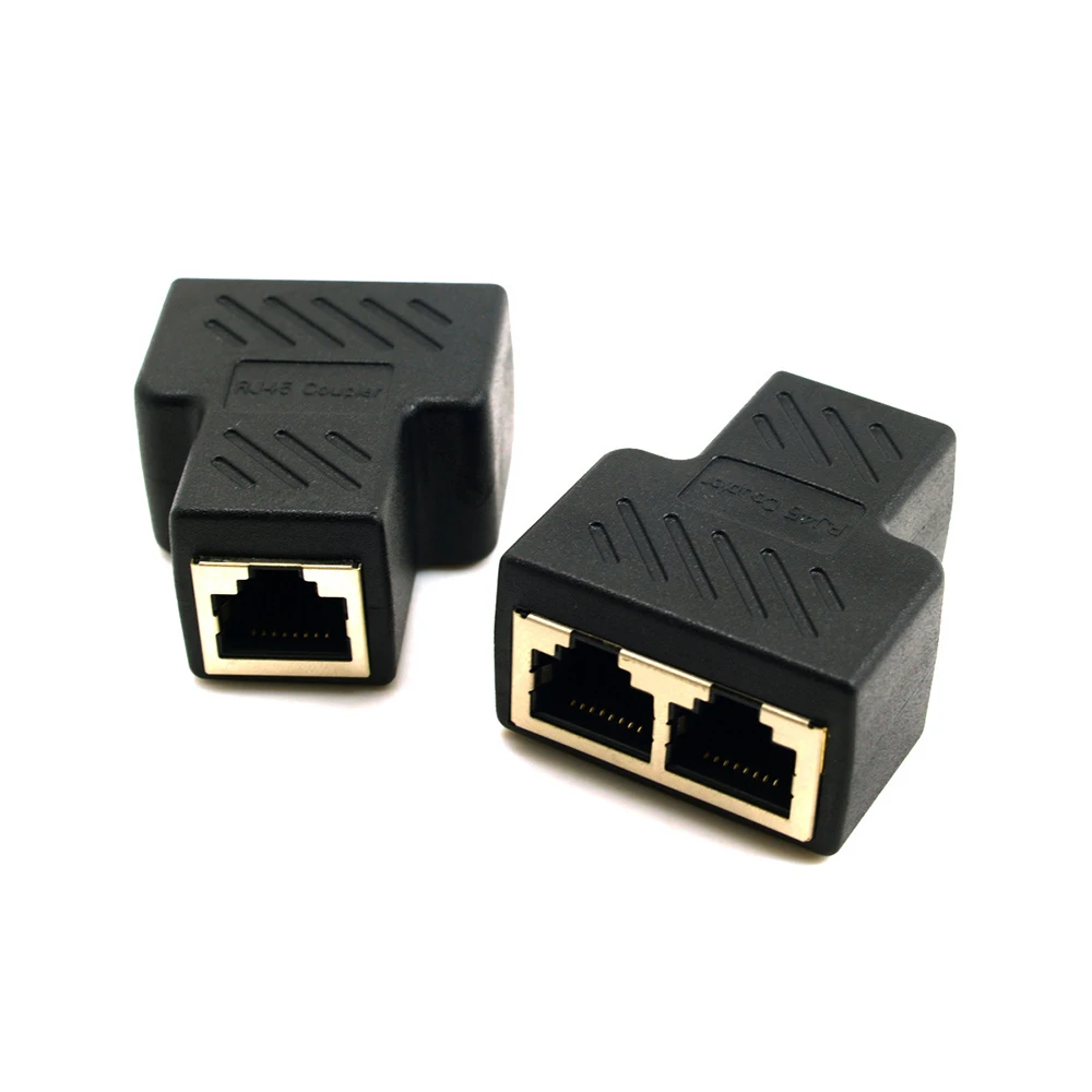 Divisor de red Cable doble 1 a 2 vías LAN RJ45 extensor de puerto Ethernet adaptador de conector de clavija acoplamiento para ordenador portátil