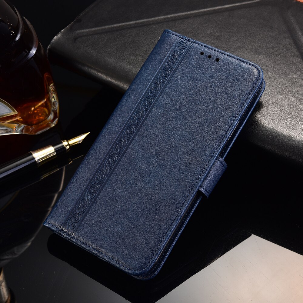Luksusowy odwróć portfel skórzany pokrowiec robić Huawei Honor 6A DLI-TL20 DLI-AL10 5 ''magnetyczna książka chroń telefon tylna okładka: Mayi-niebieski