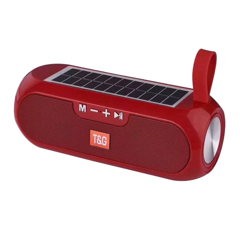 Solare Accumulatori E Caricabatterie Di Riserva Colonna di Altoparlanti Bluetooth Portatile Senza Fili Stereo di Musica di Risonanza Boombox Impermeabile Super Bass USB AUX FM Radio: Red