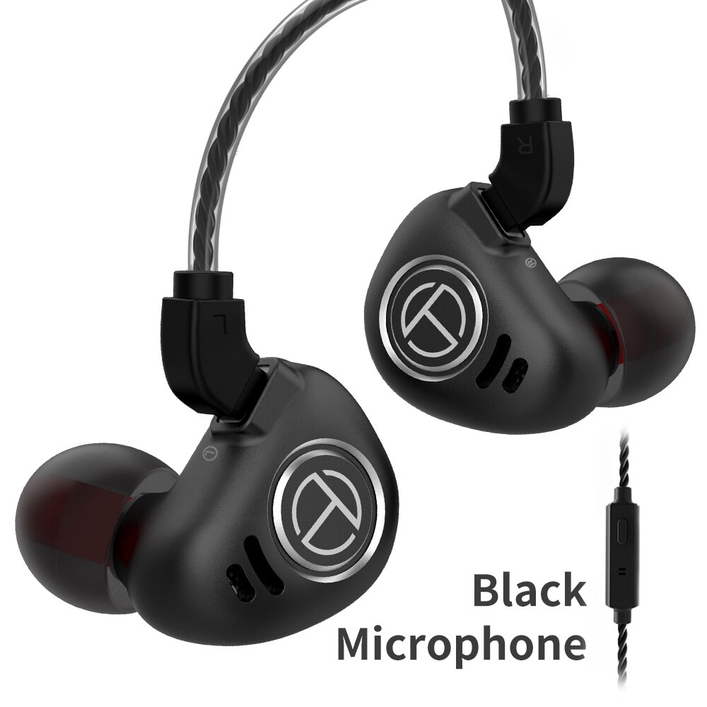 TRN V90 1DD + 4BA Hybrid In Ear auricular HIFI DJ Monitor Running auriculares deportivos auriculares con 2PIN desmontable TRN V80/v20: black with mic