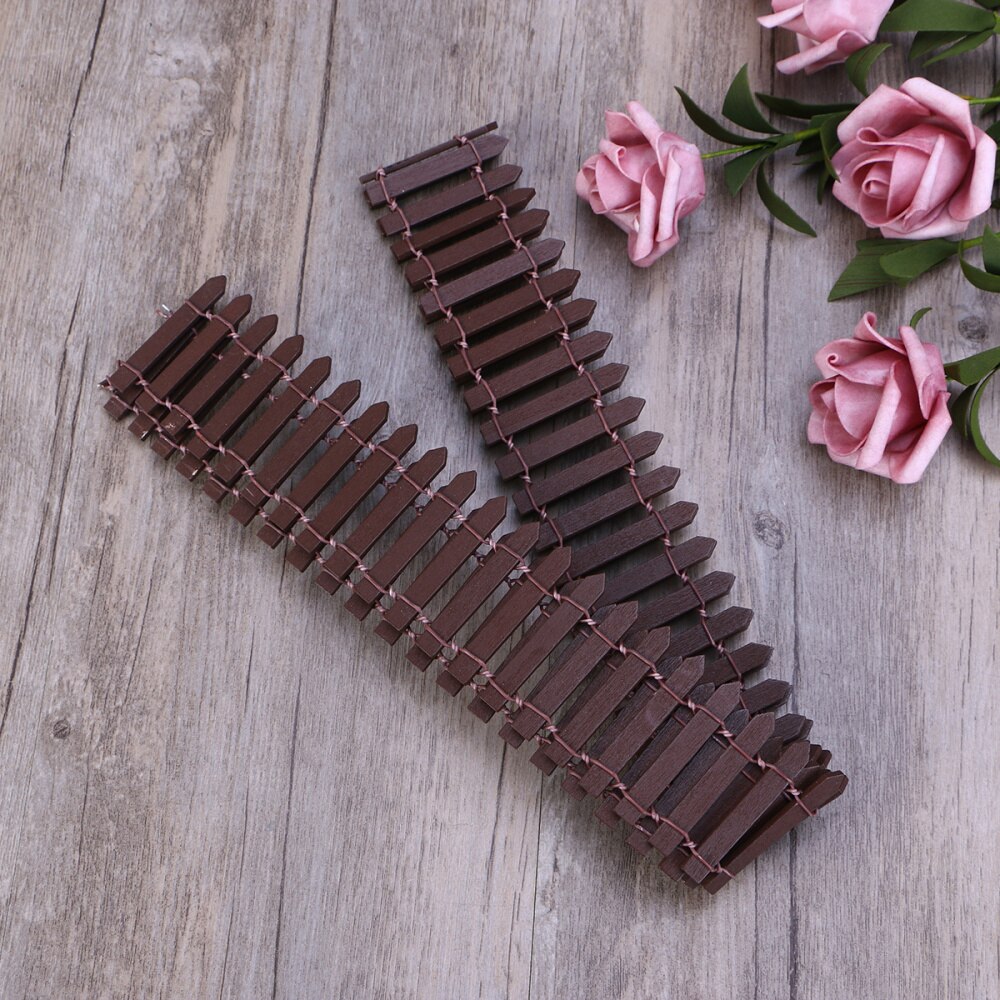 100cm x 5cm Mini Small Wood Fence DIY mini house Fairy Garden Micro Plant Pot Decor Bonsai Terrarium Ornament (Coffee)