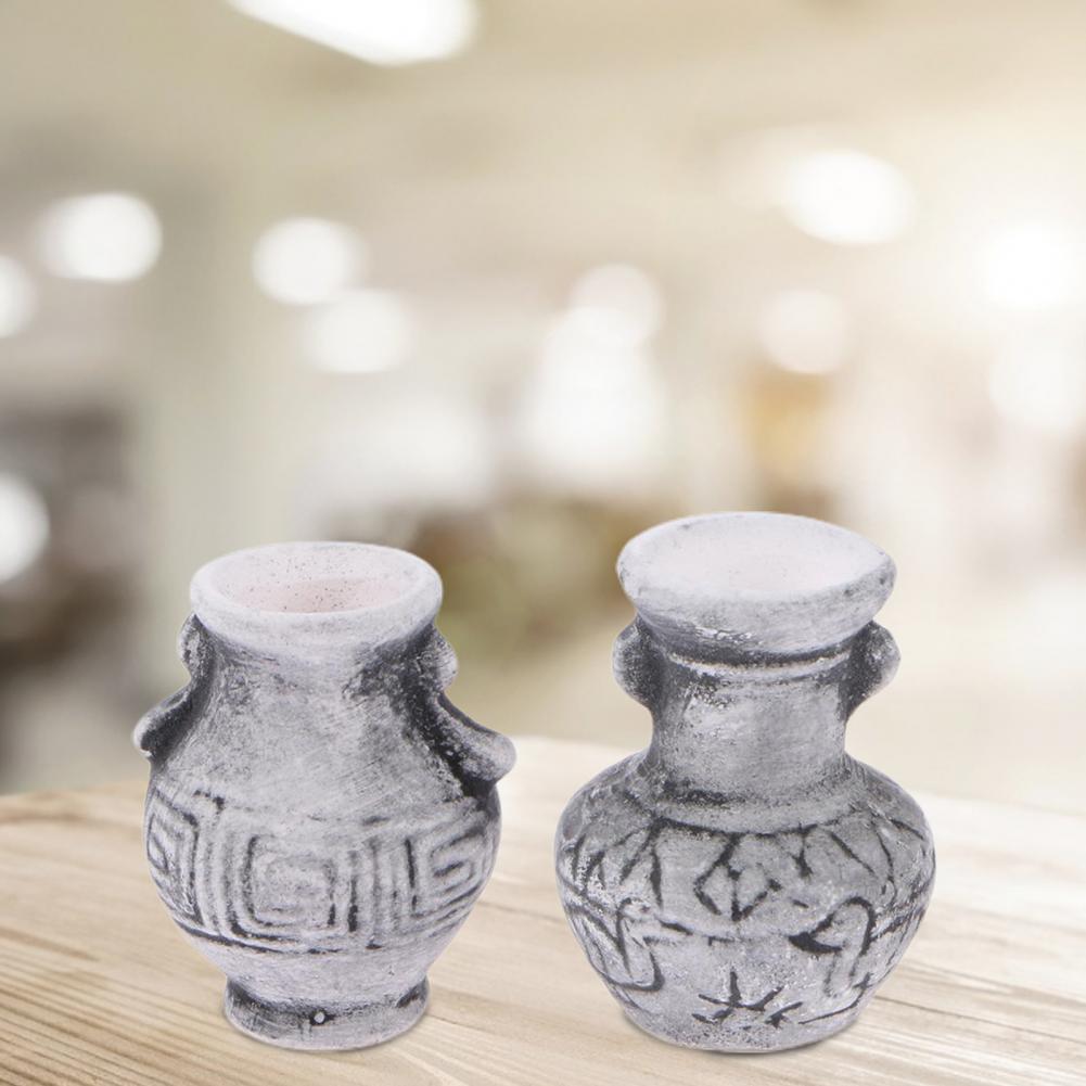 4Pcs Poppenhuis Vaas Miniatuur Handgemaakte Landschap Accessoire Keramische 1/12 Schaal Simulatie Poppenhuis Vaas Voor Tuin Scène
