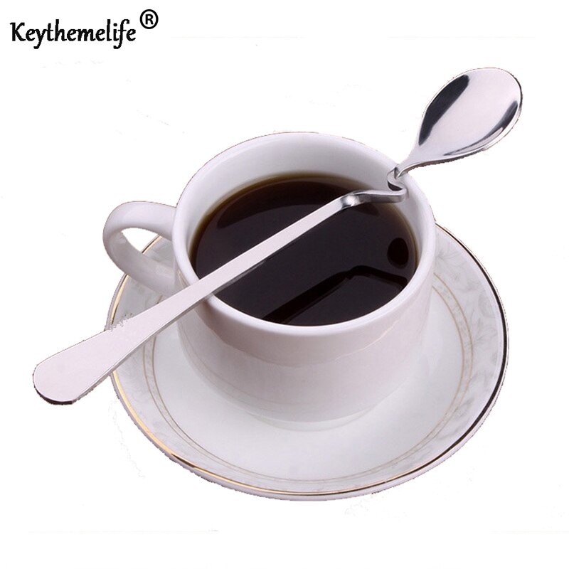 Keythemelife hartvormige roestvrij staal koffie lepel creatieve gebogen handvat lepel mooie koffie bar CF
