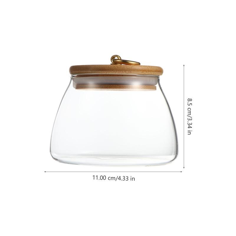 1pc Transparent Glass Canister Kitchen Glass Tea Storage Sealed Jar 500/650/900ML: 500ML 11x11x8.5cm