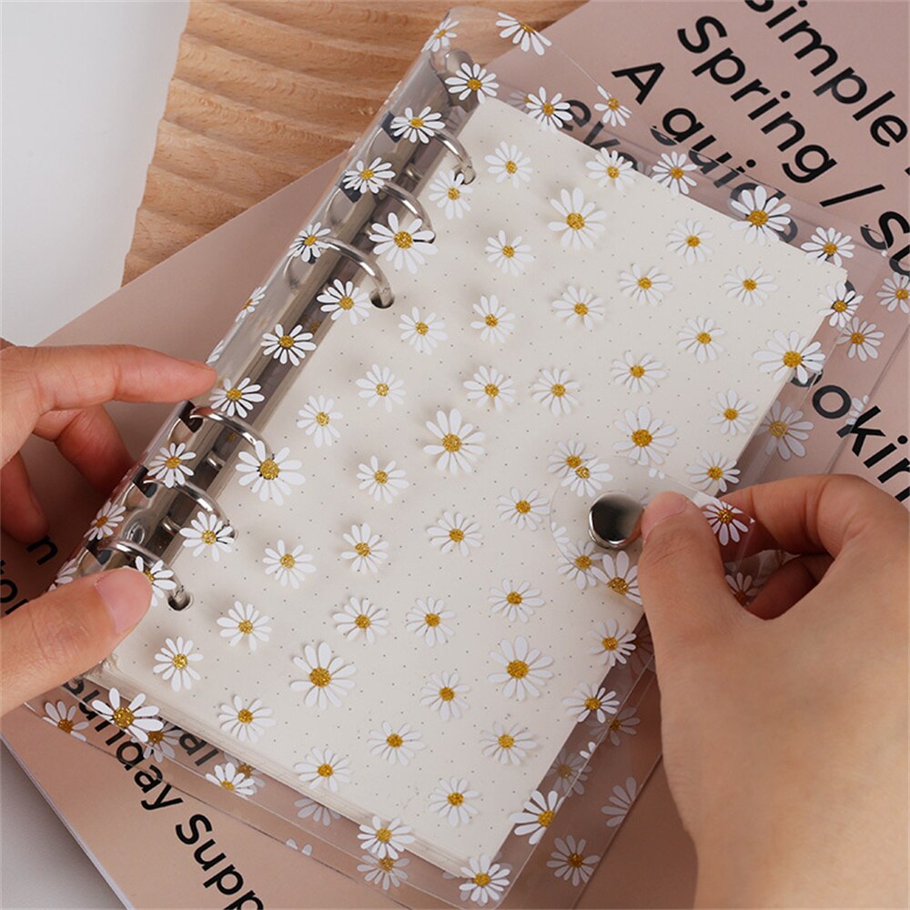 Schattige Daisy Notebook Cover A6 A7 Transparante 6 Ringen Bindmiddel Bestandsmap Diy Notebook Pvc Shell School Kantoorbenodigdheden
