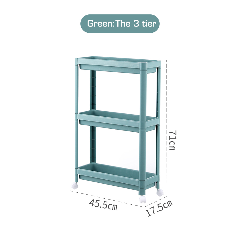 2/3/4 Tier Storage Shelf Plastic Subdries Rack Interspace Storage Racks Refrigerator Space Rack with Roller for Kitchen Bathroom: B4