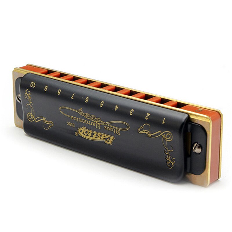Easttop – Harmonica bleu T008K 10 trous, clés A B C D E F G, harpes diatoniques classiques noires, Instrument de musique pour débutant,