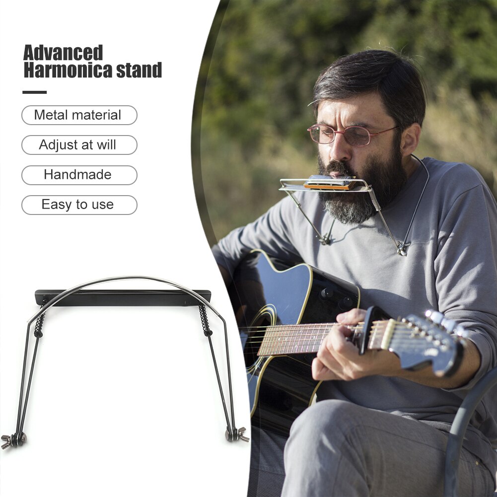 Support de cou d'harmonica portatif de 10 trous pour le support réglable de support d'orgue de bouche en métal de débutant