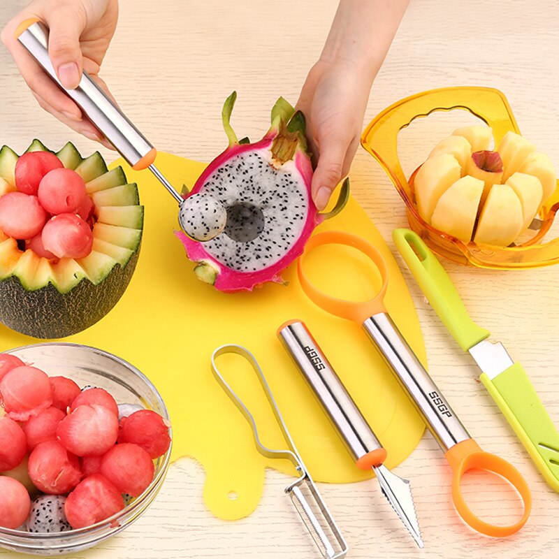 Set Apple Cut Stainless Steel Ball Digger Fruit Carving Knife Set Fruit Knife Apple Separator Dual-use Fruit Cutting