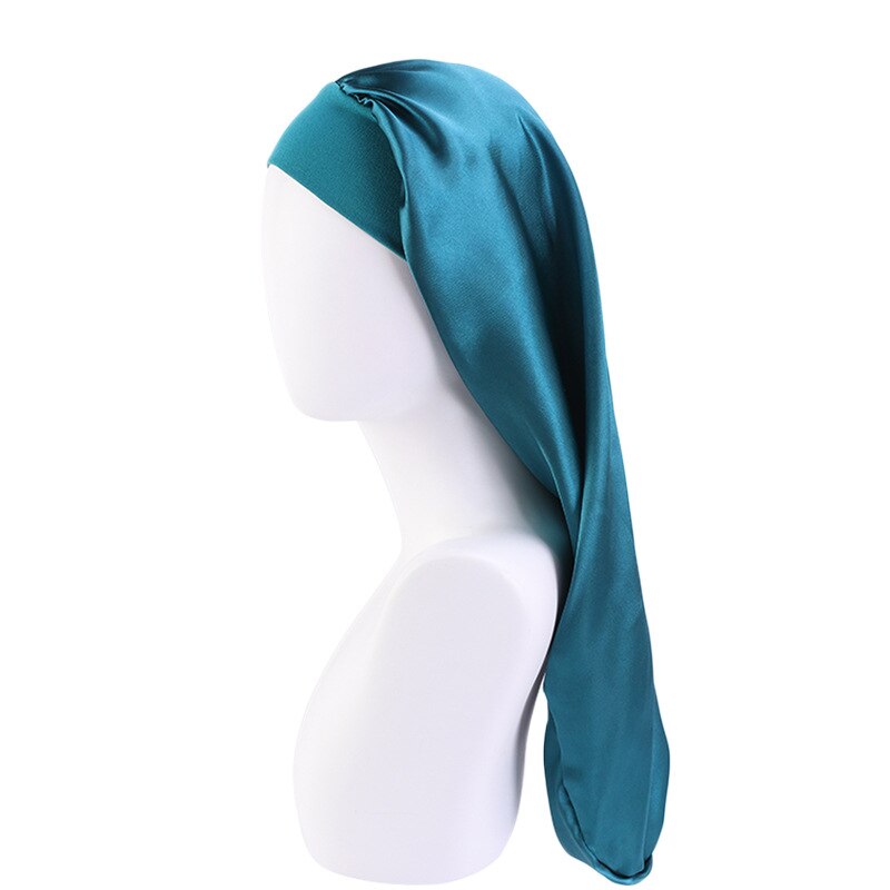 Gorro de satén para dormir para hombre y mujer, gorro de satén elástico con borde ancho, gorro de pelo largo para dormir, gorro de noche para el cuidado del cabello, Unisex