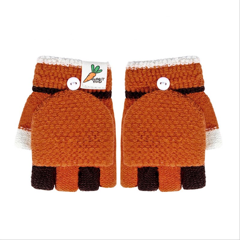 3-6y barn småbarn konvertible hansker mitt flip vanter vinter varme fingerløse votter todderl barn jente gutt hansker: Oransje